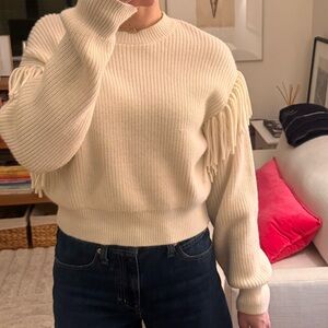 Z Supply Women's Cream Sweater with Fringe Detail